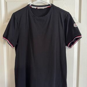 Moncler Black Tee with Red and White Accents